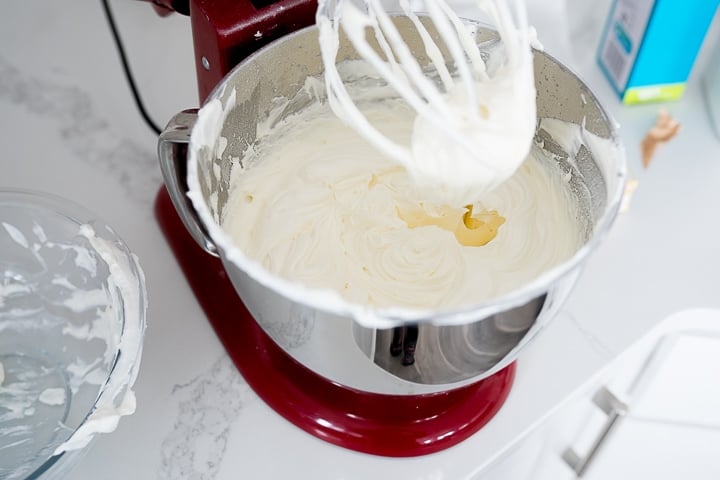 whipped cream for the no bake peanut butter cheesecake