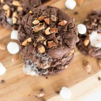 rocky road cookies, finished with marshmallows, almonds and chocolate chips