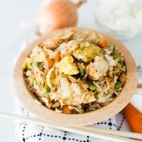chicken fried rice served in a bowl