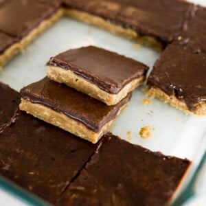 peanut butter chocolate bars, cut and served