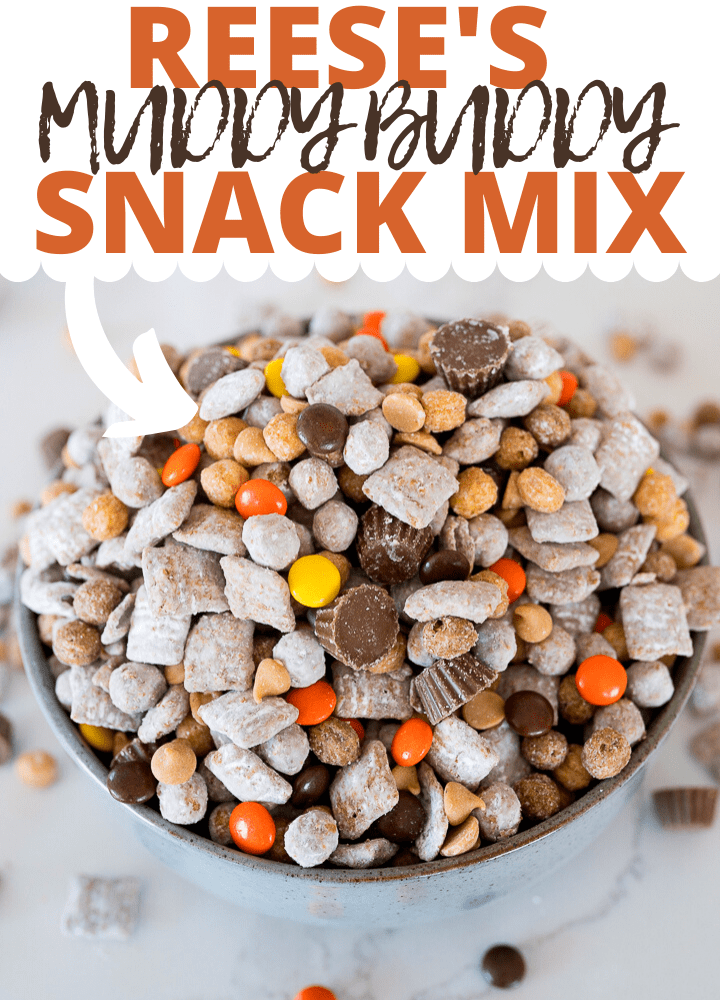 pin for reese's snack mix recipe