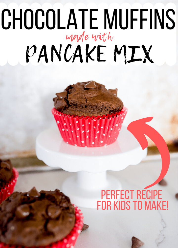 pin image for chocolate pancake mix muffins