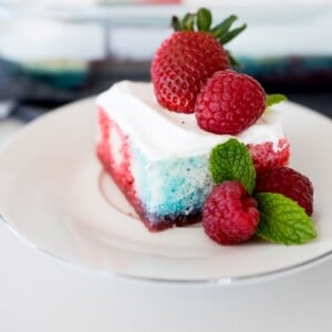 Red white and blue jello poke cake