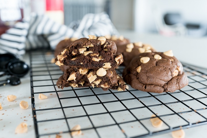 chocolate cookies with peanut butter chips