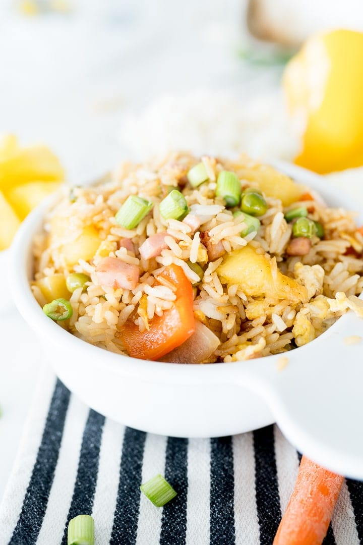 fried rice with pineapple and peppers
