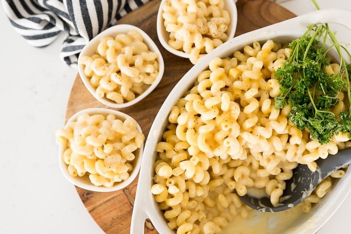 Homemade Mac and cheese, served in small bowls