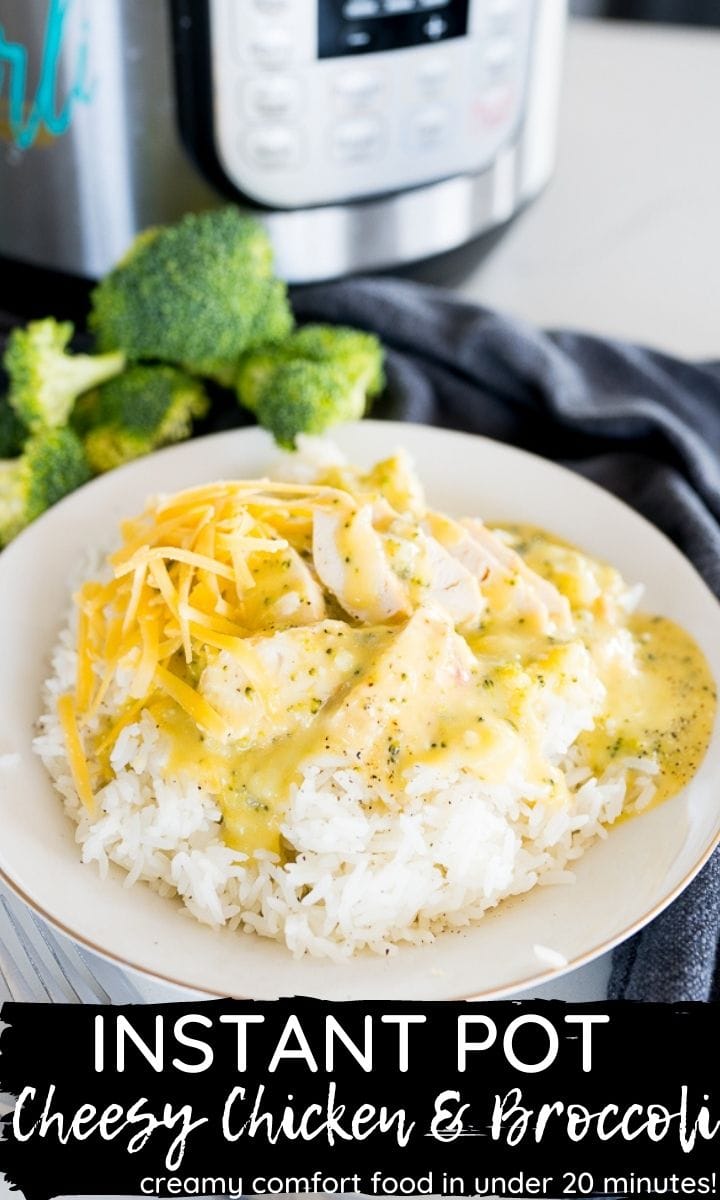 pin image for Instant Pot chicken broccoli and cheese