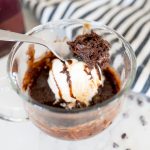 brownie made in a mug with ice cream