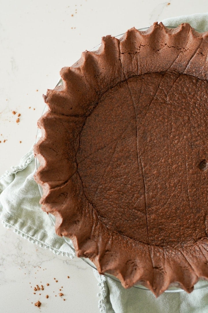 chocolate pie crust, baked in a pie plate