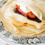 homemade crepes with chocolate and strawberries