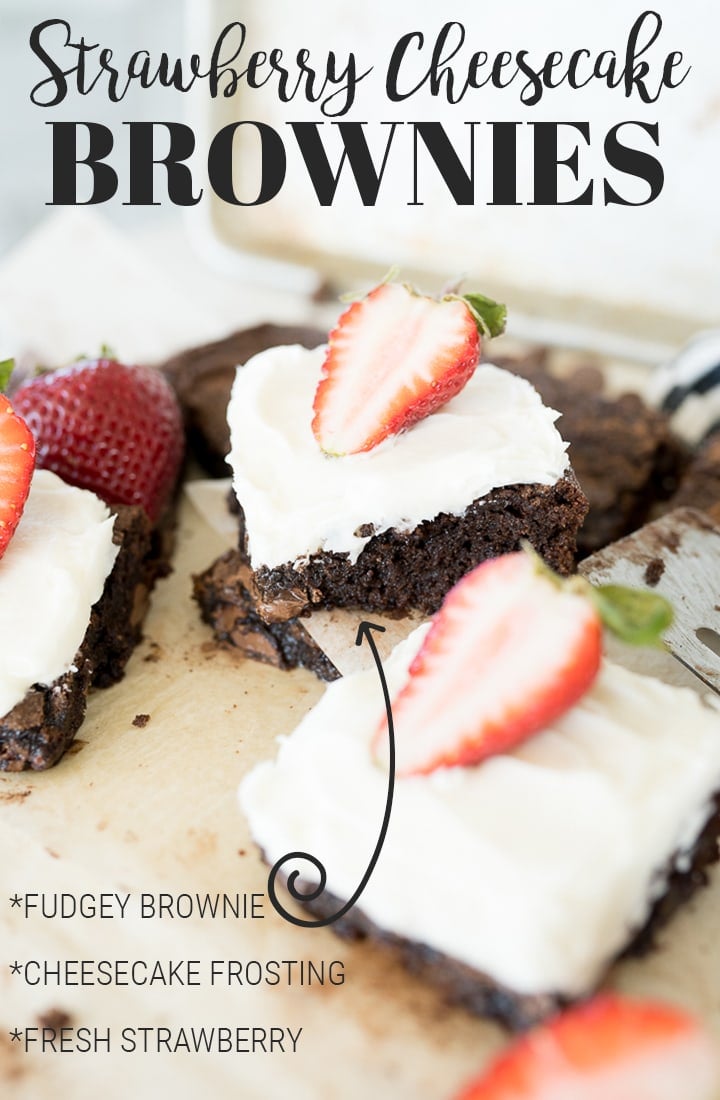 Pin image for strawberry cheesecake brownies