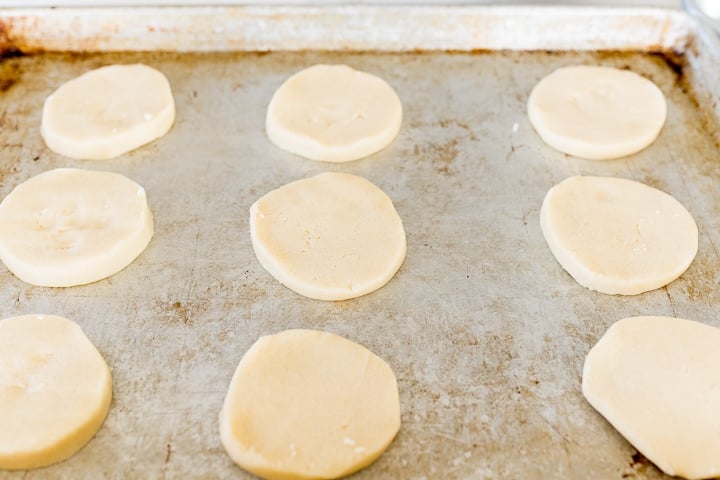 slice and bake sugar cookies on a pan