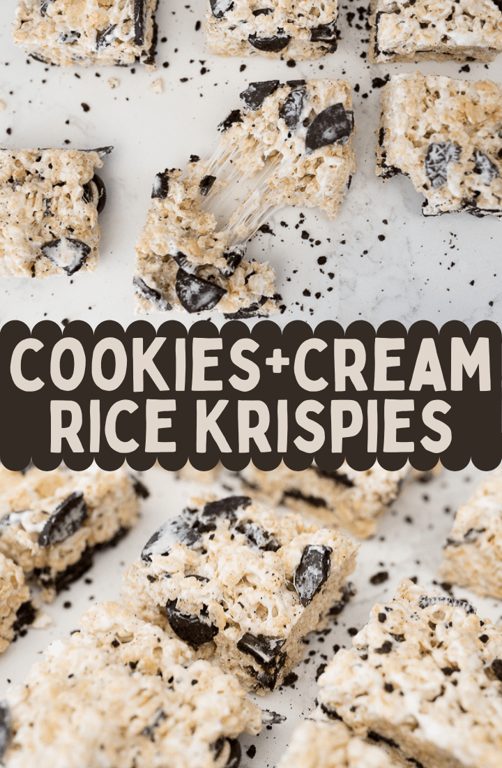 pin image for cookies and cream Rice Krispie treats