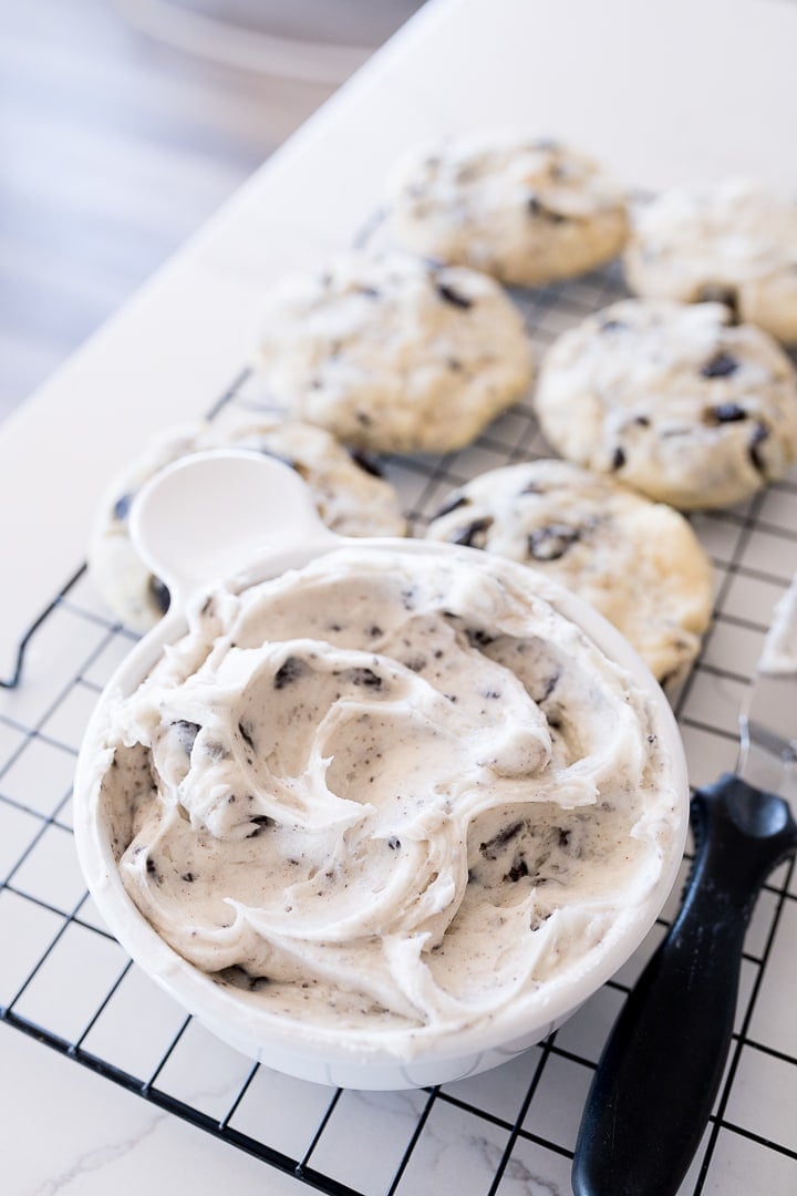 cookies and cream icing in a bowl 