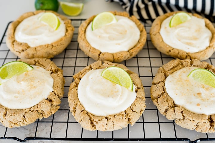 key lime pie cookies on a cooling rack
