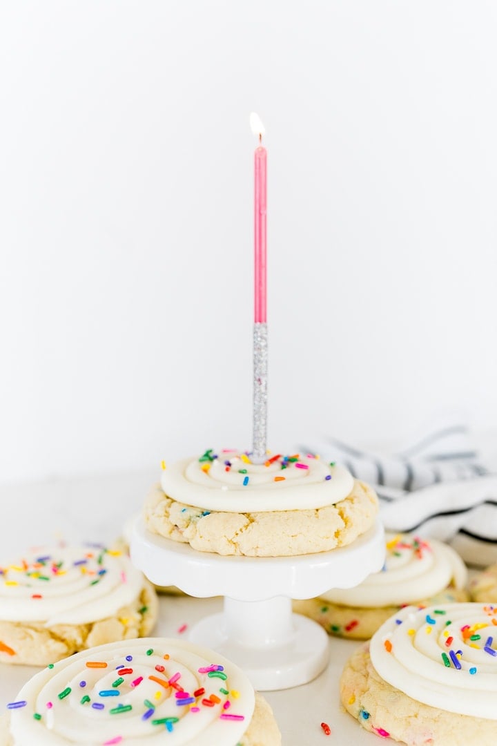birthday cake cookie with a candle in it