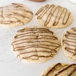 Nutella stuffed cookies with a Nutella drizzle
