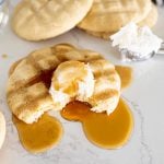 waffle cookie with syrup drizzled on top