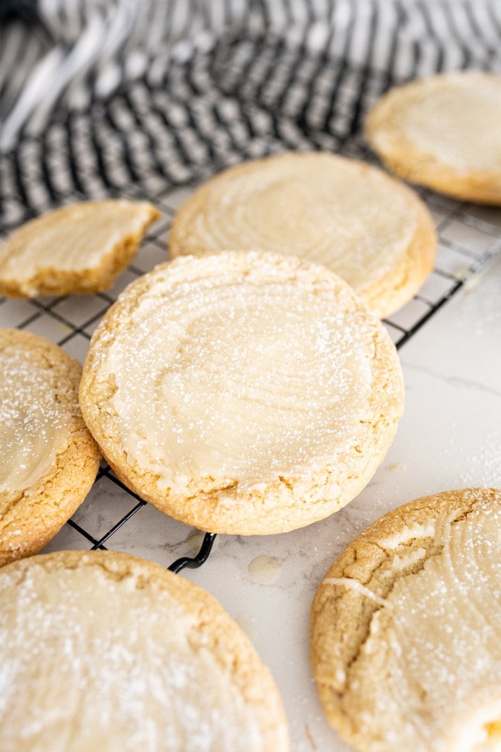 Kentucky butter cake cookies finished on the counter with buttery glaze on top.