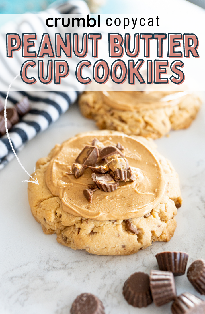 pin image for peanut butter cup cookies