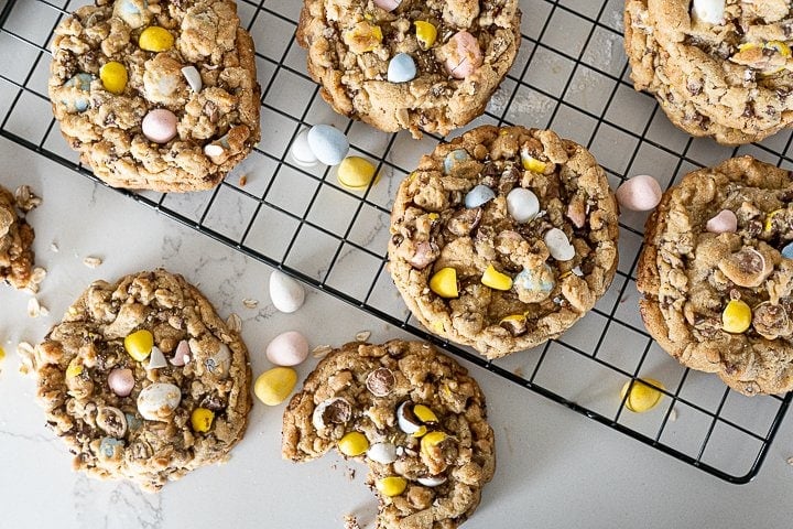 cadbury egg cookies  made with brown sugar and oatmeal