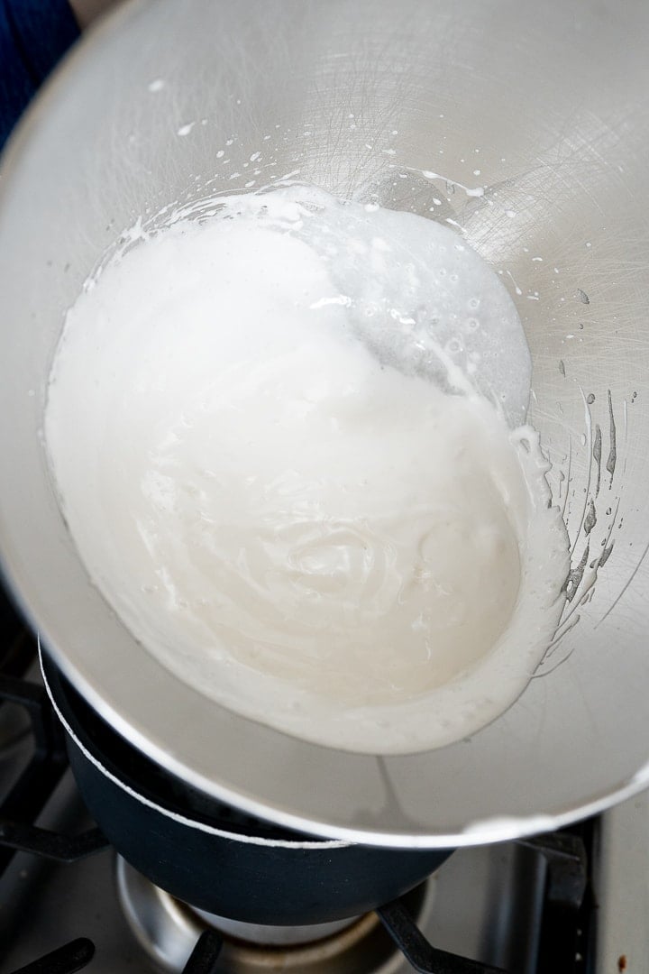 egg whites and sugar mixed together