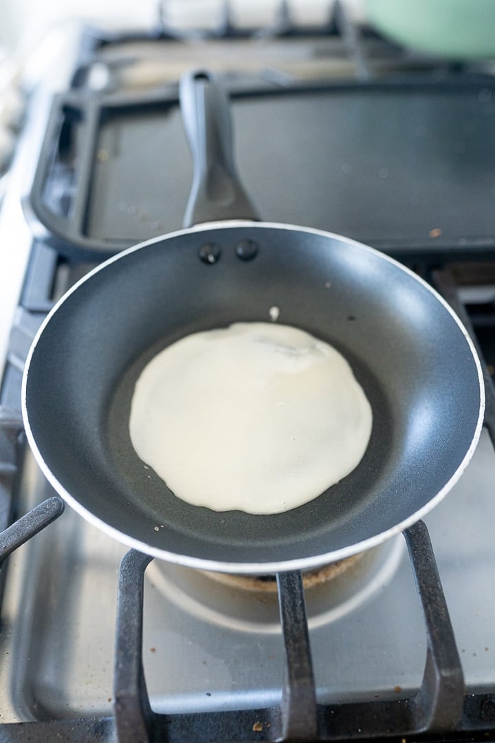 sugar cone batter on a cold pan.