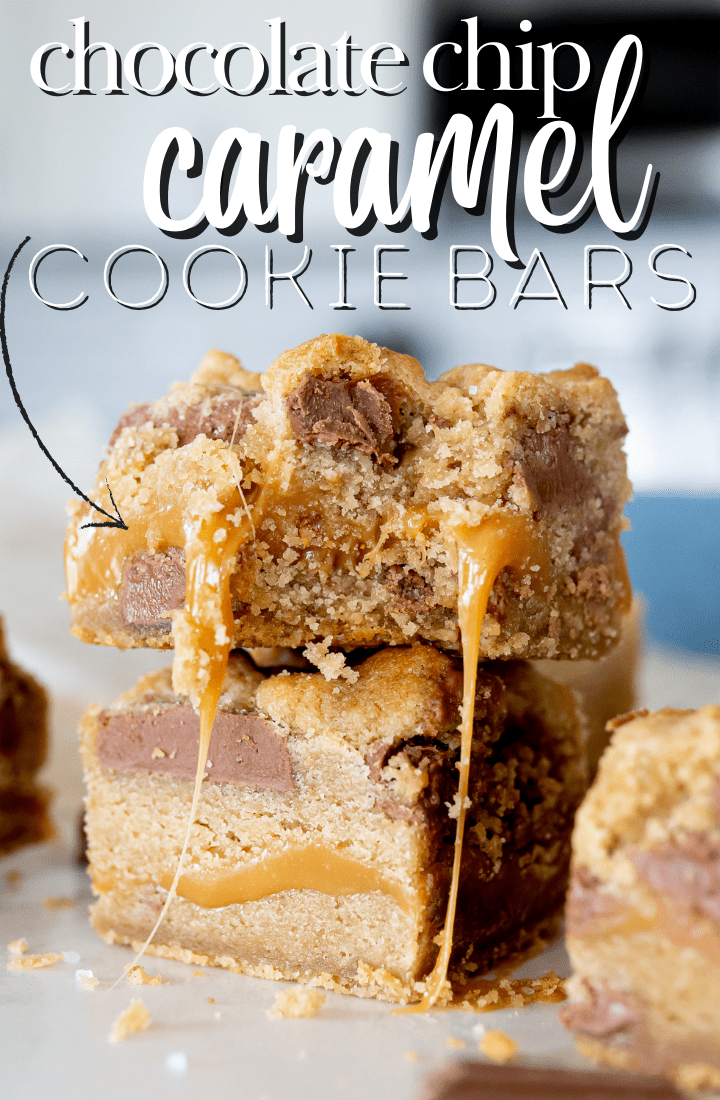 Pin image for chocolate chip caramel cookie bars