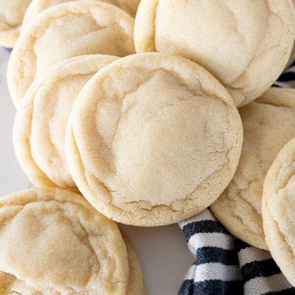 Insomnia Sugar Cookie copycat on the counter with a striped dishtowel