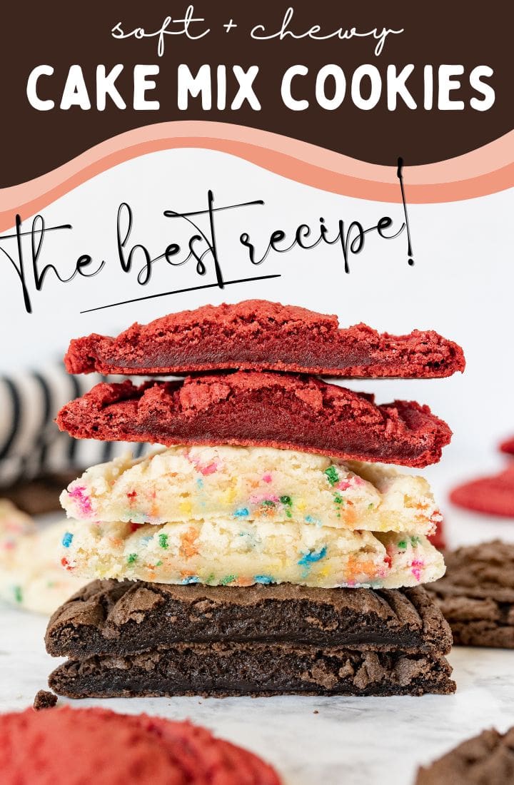 colorful cookies stacked on top of each other with text overlay.
