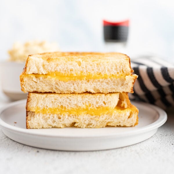 A grilled cheese sandwich air fried in the air fryer.