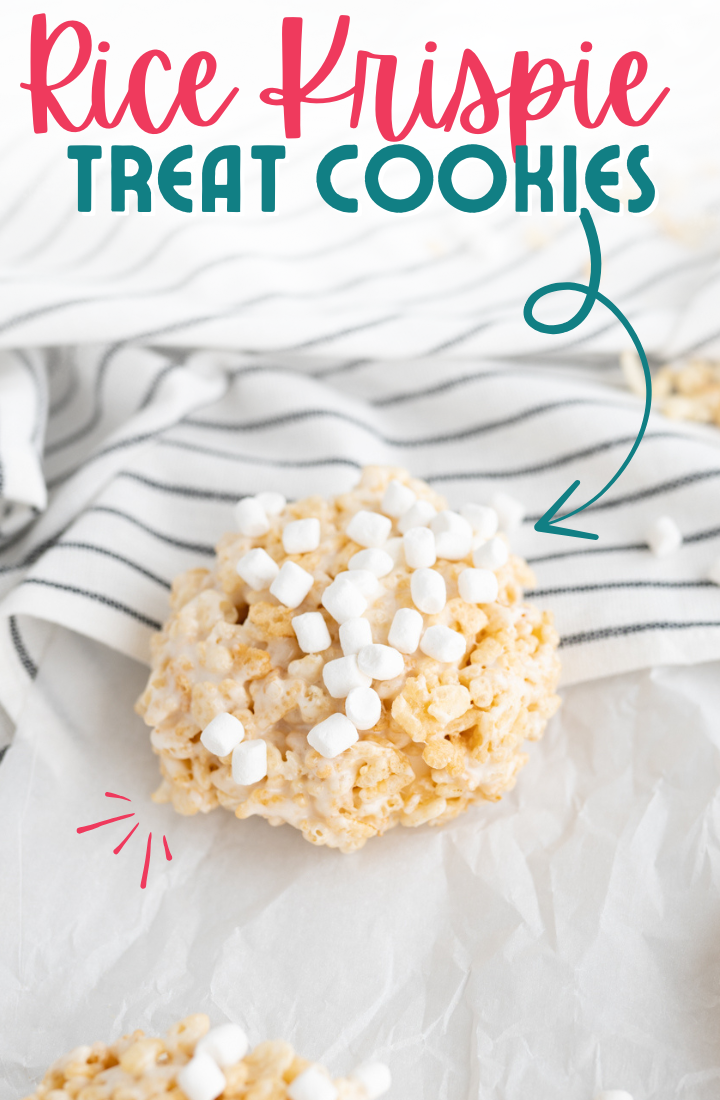 Close up of a rice krispie treat cookie on the counter.