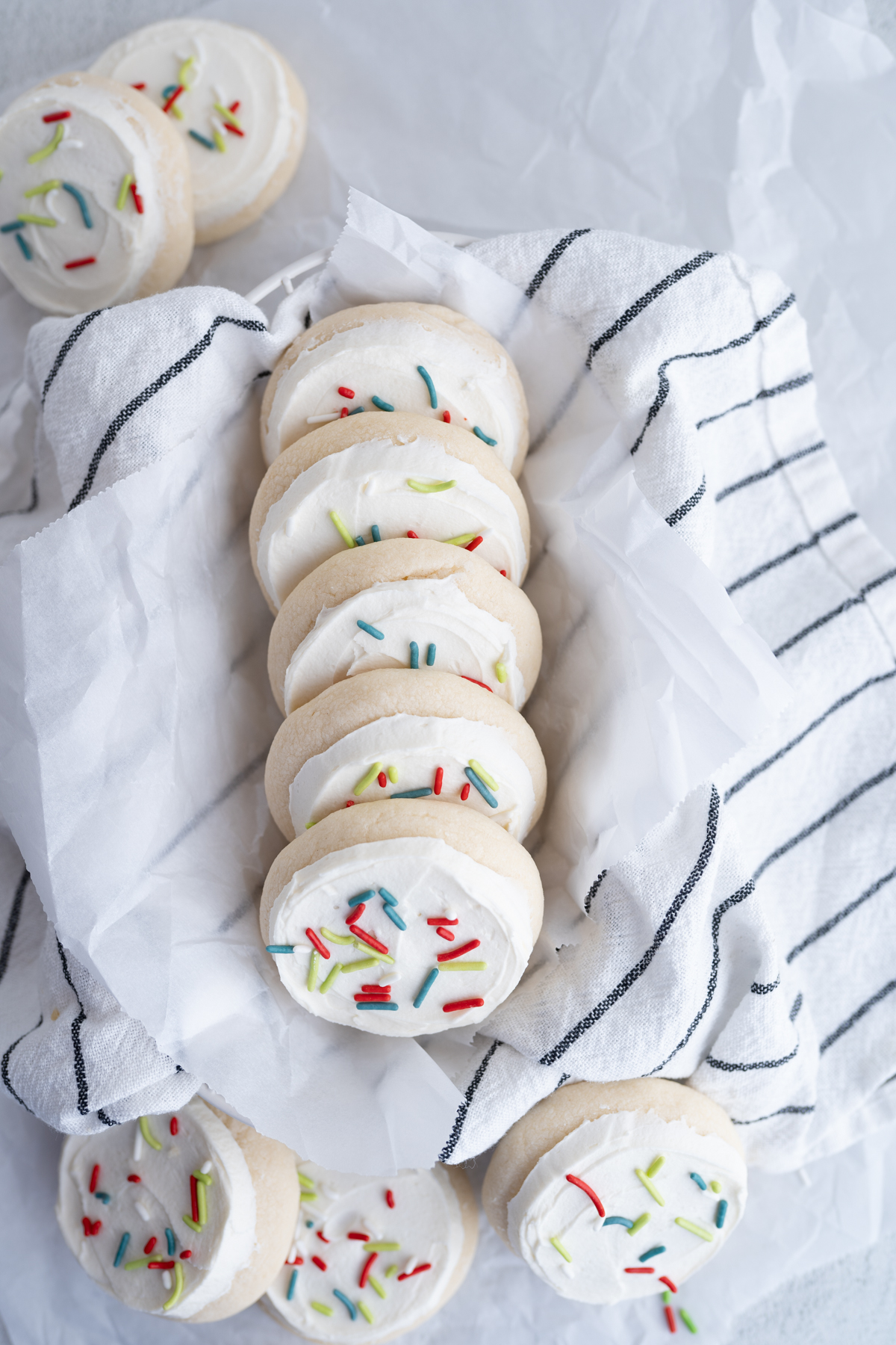 Stack of Lofthouse sugar cookies on a bowl. 