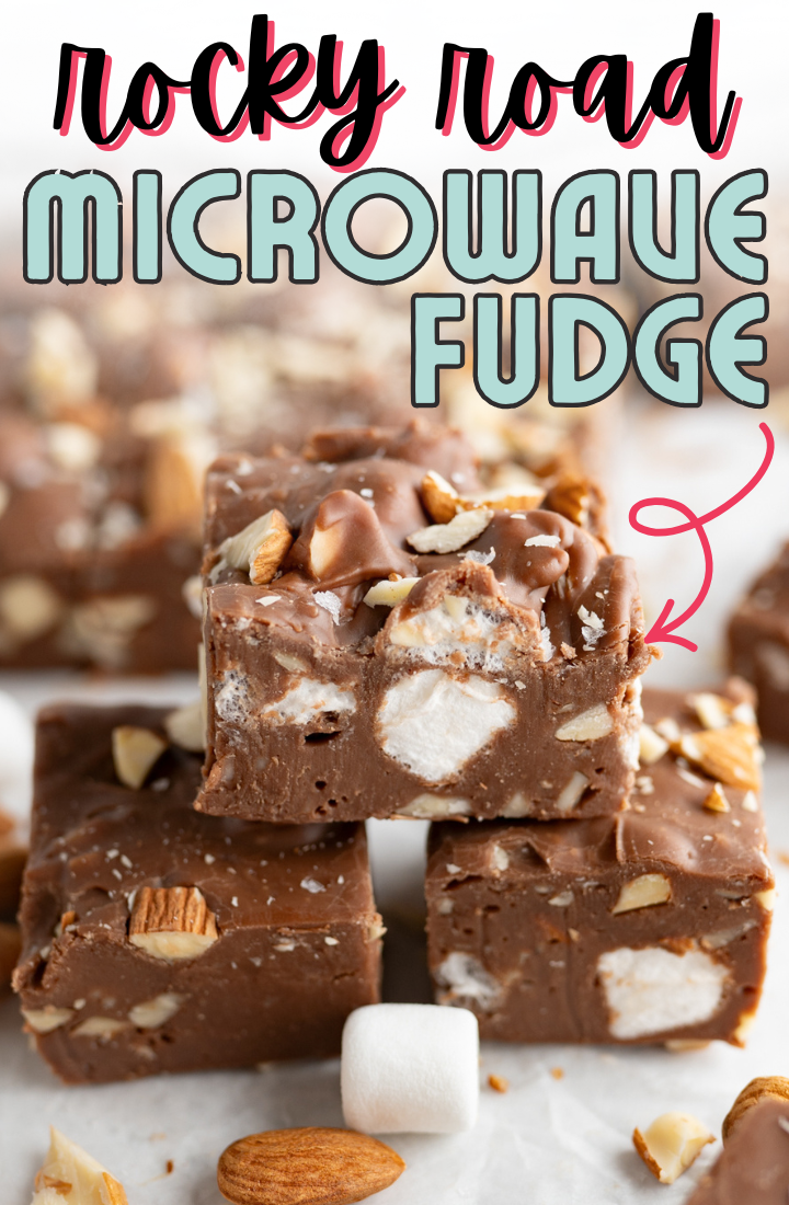 A stack of rocky road microwave fudge.