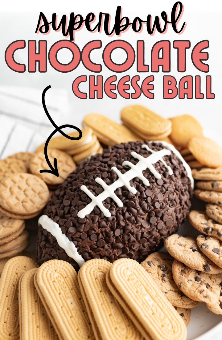 A Super Bowl chocolate cheeseball shaped like a football.