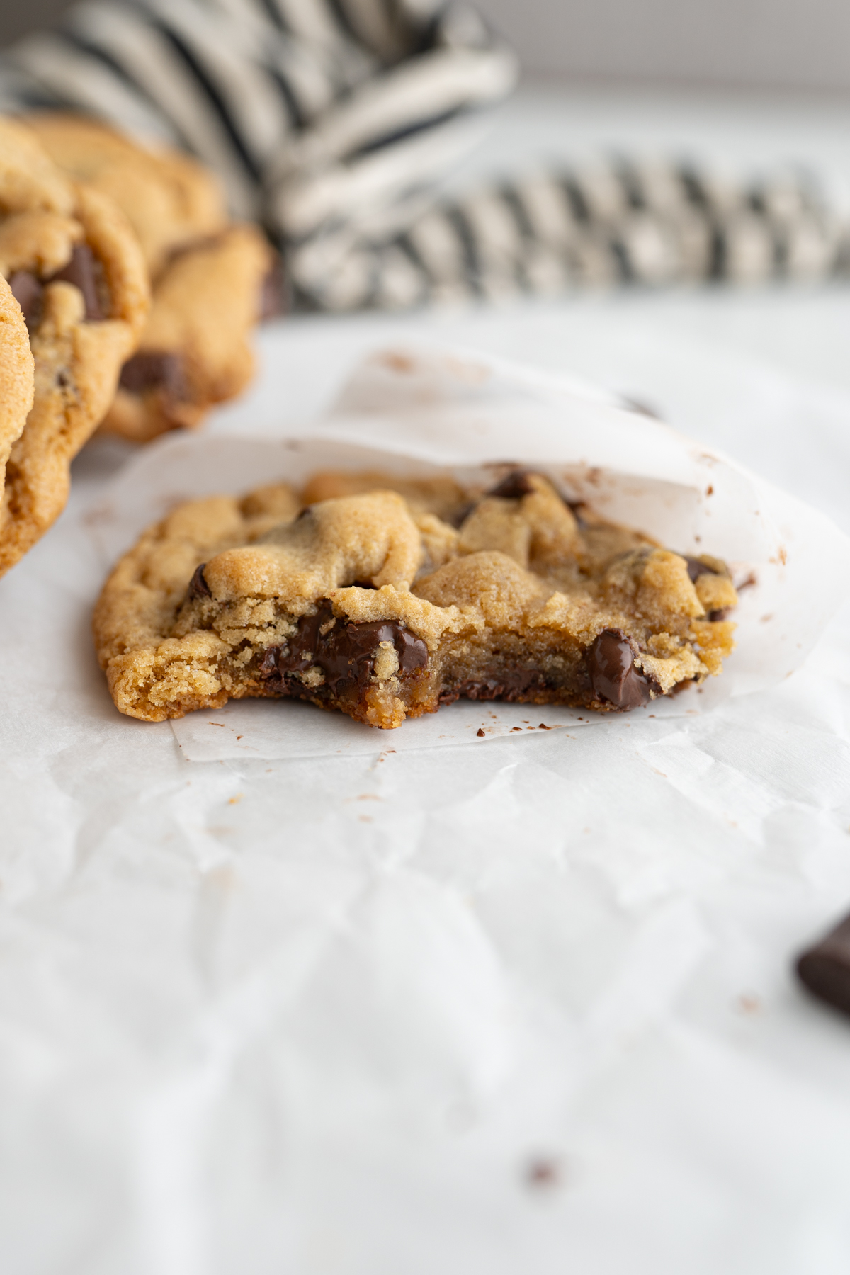 A wendy's copycat cookie cut in half to reveal a soft center. 