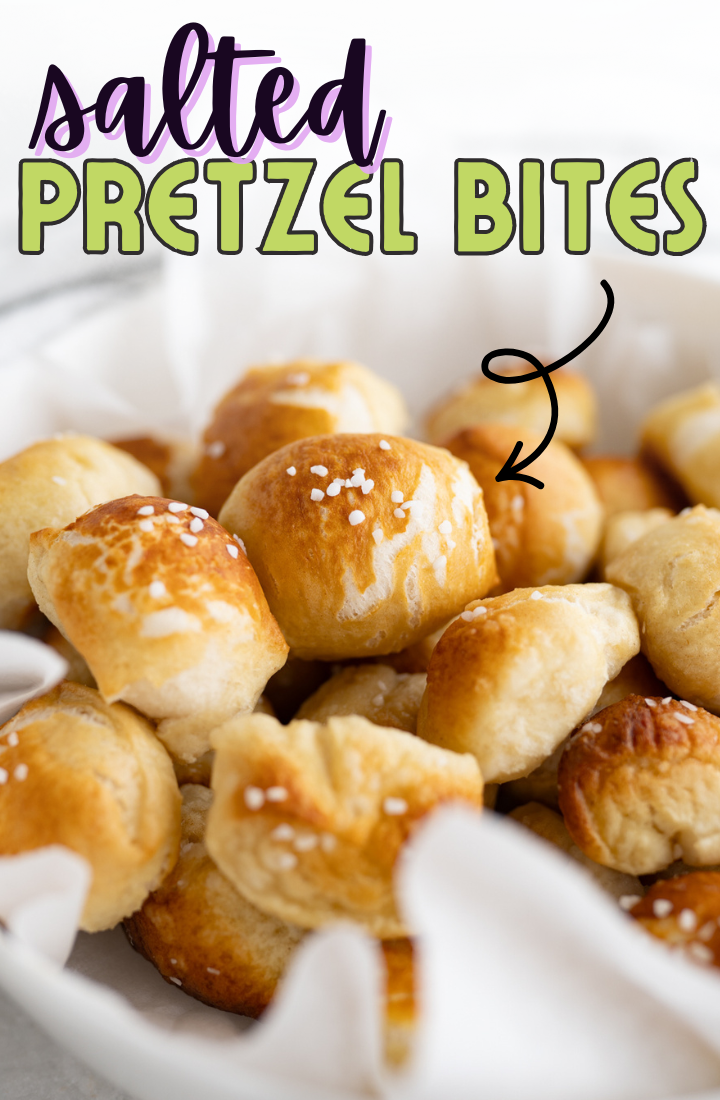 A bowl of homemade salted pretzel bites.