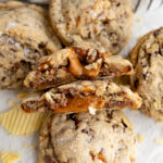 sweet + salty kitchen sink cookie stuffed with caramel.