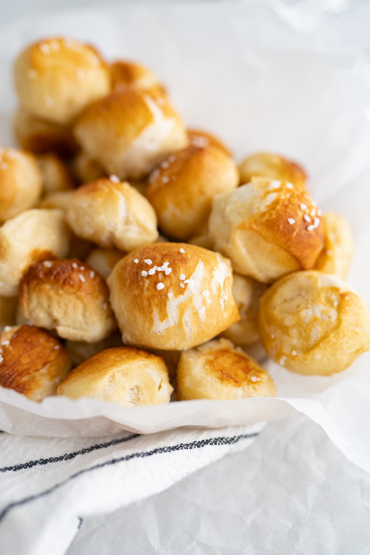 A bowl of homemade pretzel bites.