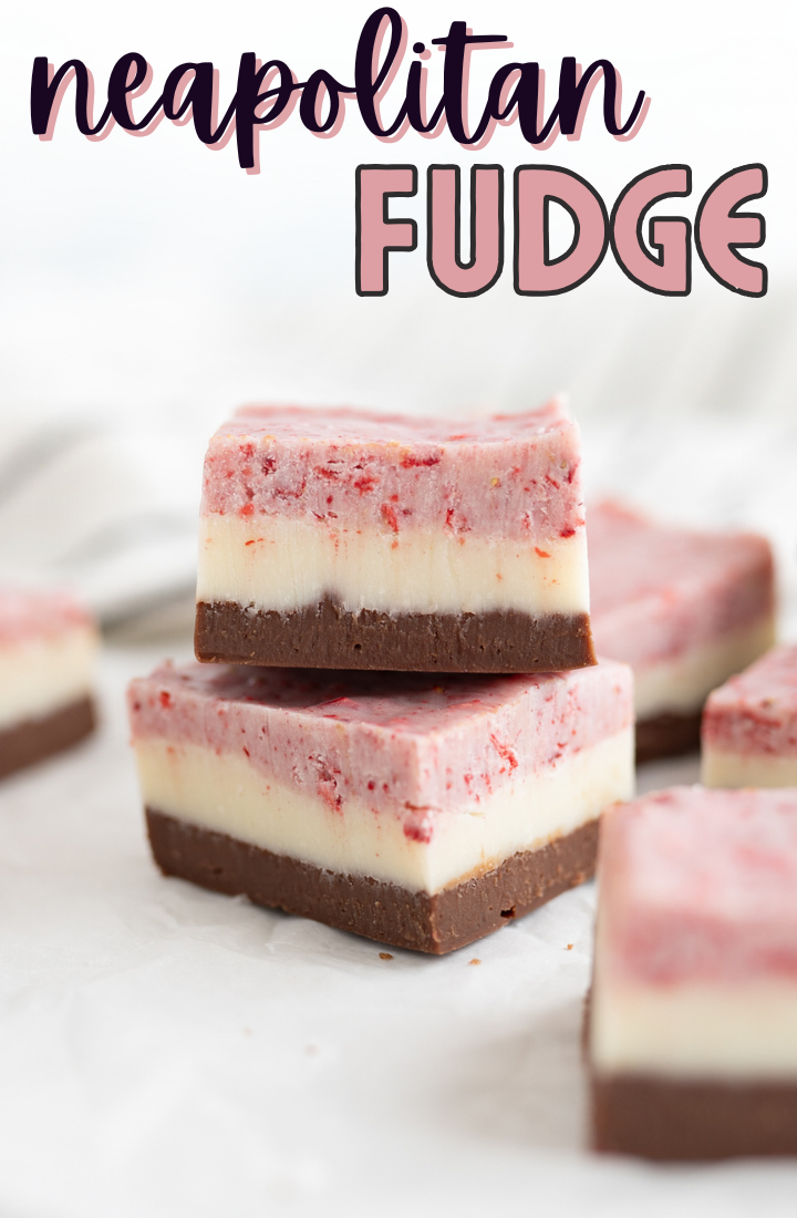 strawberry, vanilla, chocolate fudge recipe. Neapolitan fudge!