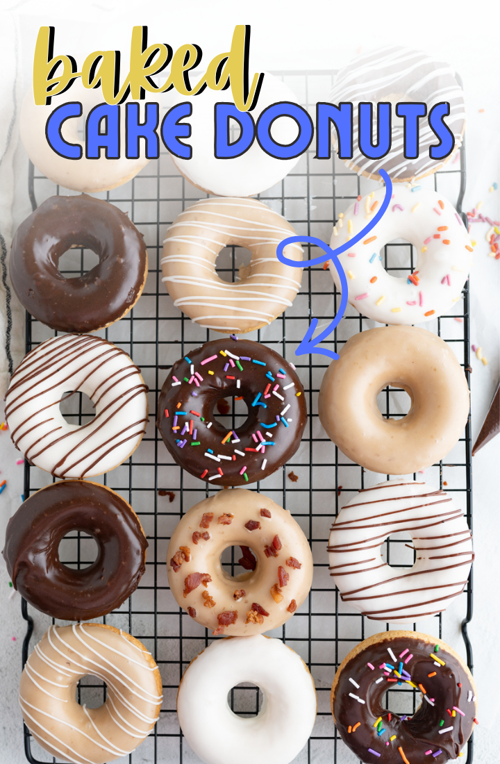 Baked cake donuts on a wire cooling wrack.